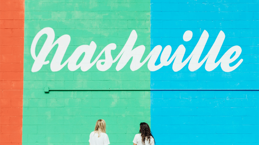 Väggmålning där det står "Nashville".